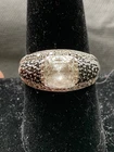 MEDA 925 sterling silver ring size 8.25 black & clear stones vintage
