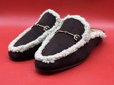 Sam Edelman Shearling Loafer Womens 10 Brown Suede Linnie Horse Bit Slip On Flat