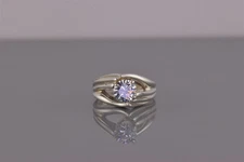 Diamonique Sterling Silver Cubic Zirconia Triple Split Rib Band Ring 925 Sz: 6