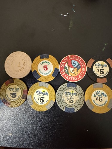 (8) $1 $5 San Jeronimo El San Juan Lagente Puerto Rico Chips