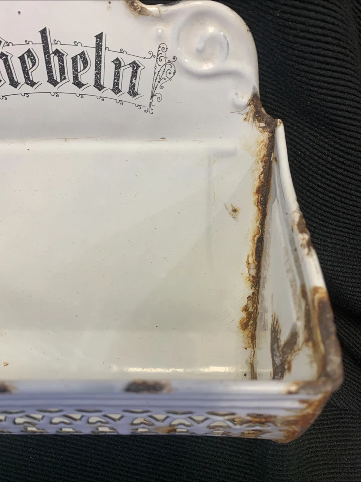 Ancien Pot A Condiments Oignons Tole Fer Émaillé 19ème Napoléon III  - Photo 4/4