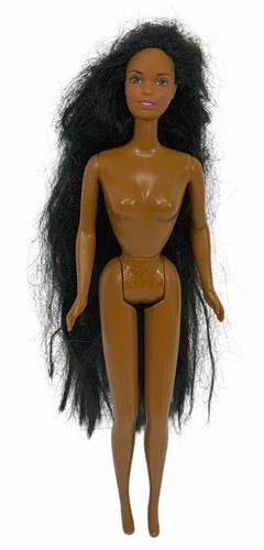 Vintage 1999 Cool Clips Christie Barbie African American Super Long Hair #26426