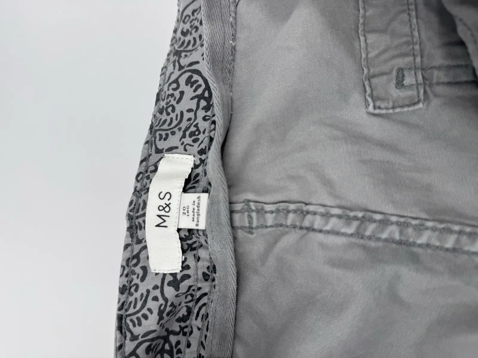 M&S Womens Cargo Trousers UK 20 Grey Cotton Utility Combat Pockets Drawstring image 5