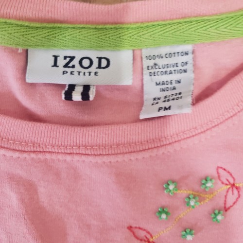 Camiseta vintage años 90 IZOD para mujer pequeña rosa manga corta talla M bordada - Imagen 5 de 8