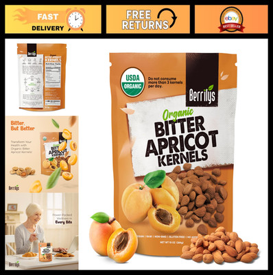 Organic Bitter Apricot Kernels - Non-GMO, Natural, Premium Quality Seeds - 10 oz
