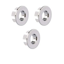 Sink Basin Trim Overflow Cover Brass Insert in Hole Round Caps Chrome 3 PCS