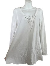 VICTORIA'S SECRET Lace Up White Sleepwear Fleece Long Sleeve Dress SZ M