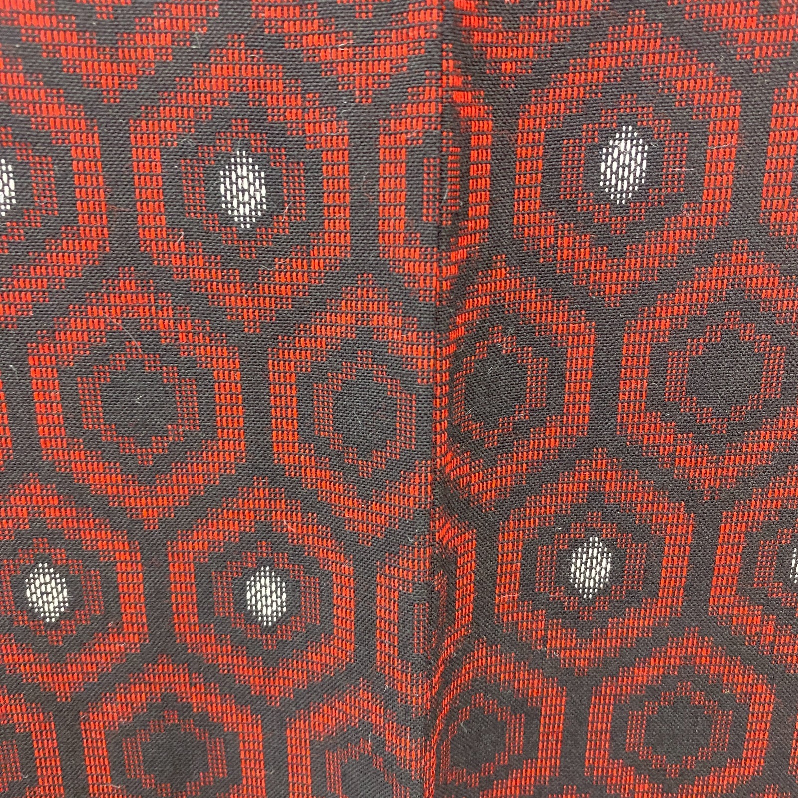 Japanese Vintage Kimono Silk Red Tumugi No Lining Traditional  Length 60 in