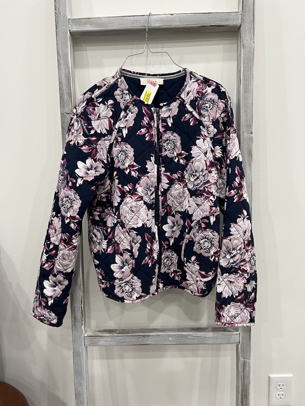 Nurture Ladies Quilted Floral Bomber Jacket Size S, NWTS