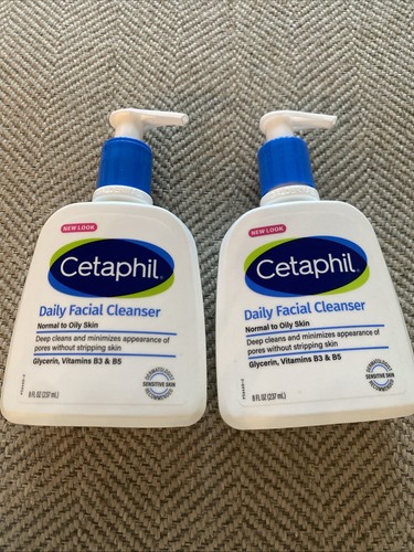 2 Cetaphil Daily Facial Cleansers - 8 Oz - Normal To Oily Skin