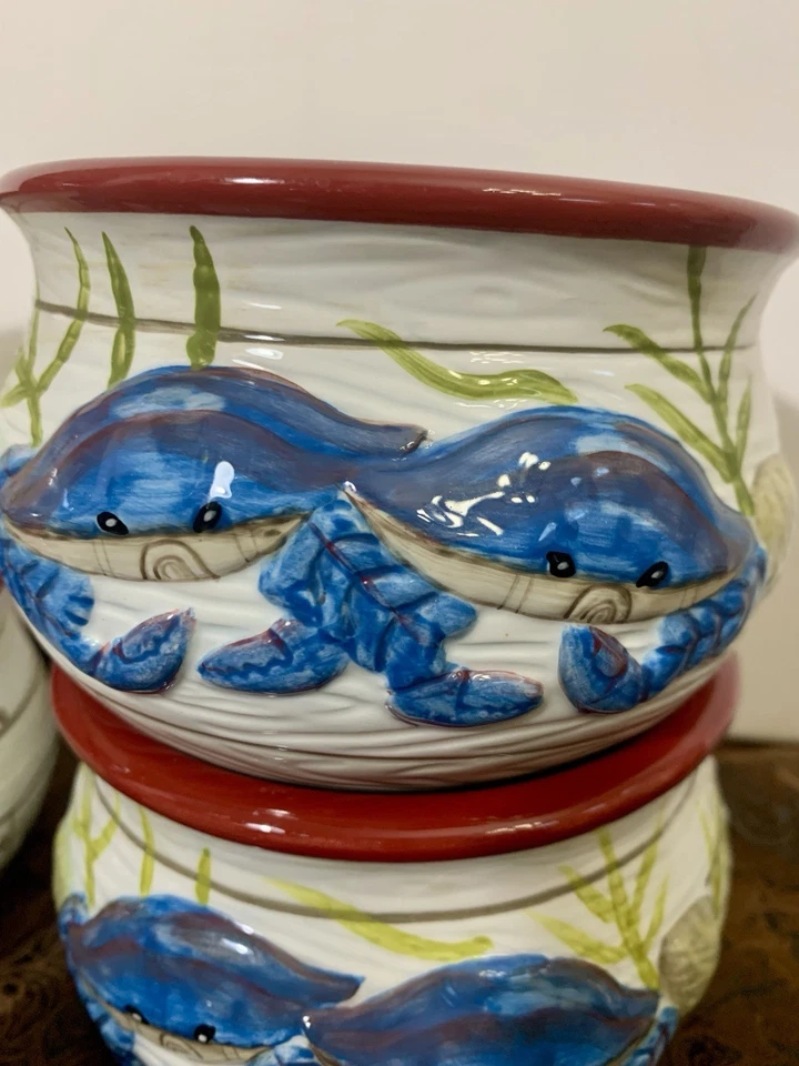Kate McRostie Intl. Blue Crabs Fisherman’s Catch Chowder Bowls x4 Set Plus Foto 2 de 4