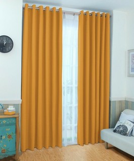 BARGAIN Thermal Blackout Eyelet Curtains / Ochre / 46"x54" / FACTORY SECOND