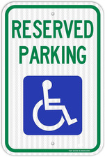  1 Pack Handicap Parking Sign, Reserved Parking Sign, Large 18" X 12" Engineer