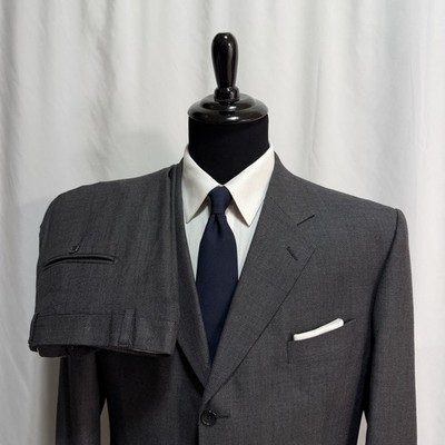 Adam Fisher DORMEUIL Birds Eye Suit Men s 48R 36x29 Bespoke Gray Black Custom