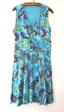 Fresh Produce Dress Blue Floral Faux Wrap Pullover Size M Cotton Pockets USA