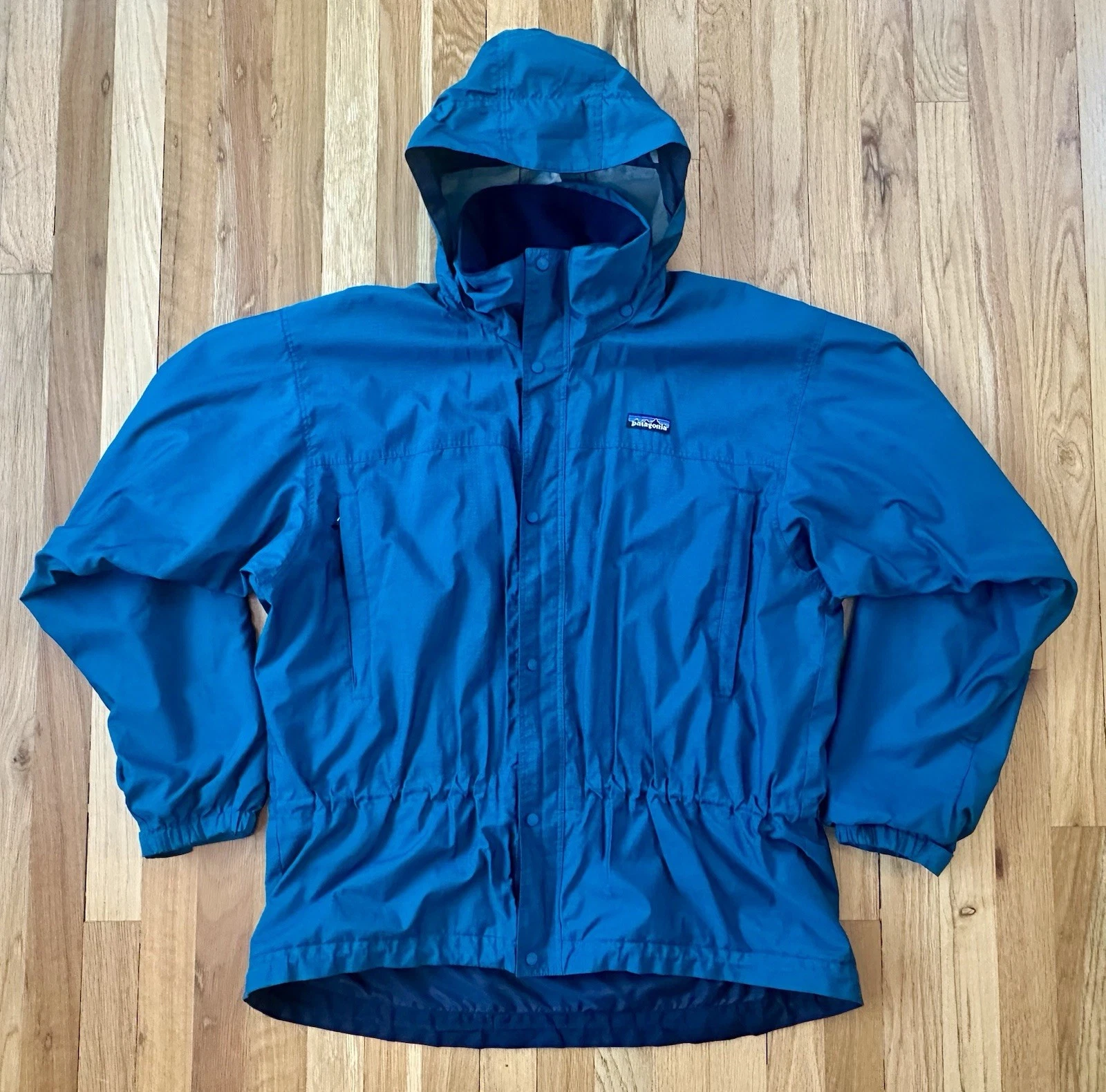 Vtg Patagonia Men's L Ski Shell Jacket Hooded Snow Skirt Ripstop Deep Teal VGUC