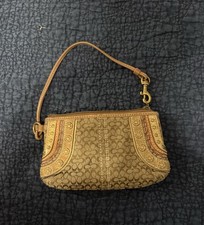 Coach Vintage Brown Signature Monogram Wristlet Small