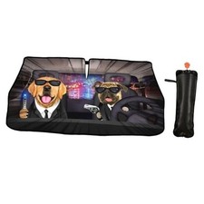 Car Windshield Sun Shade Umbrella,Puppy in Black Foldable Medium Dog In Black