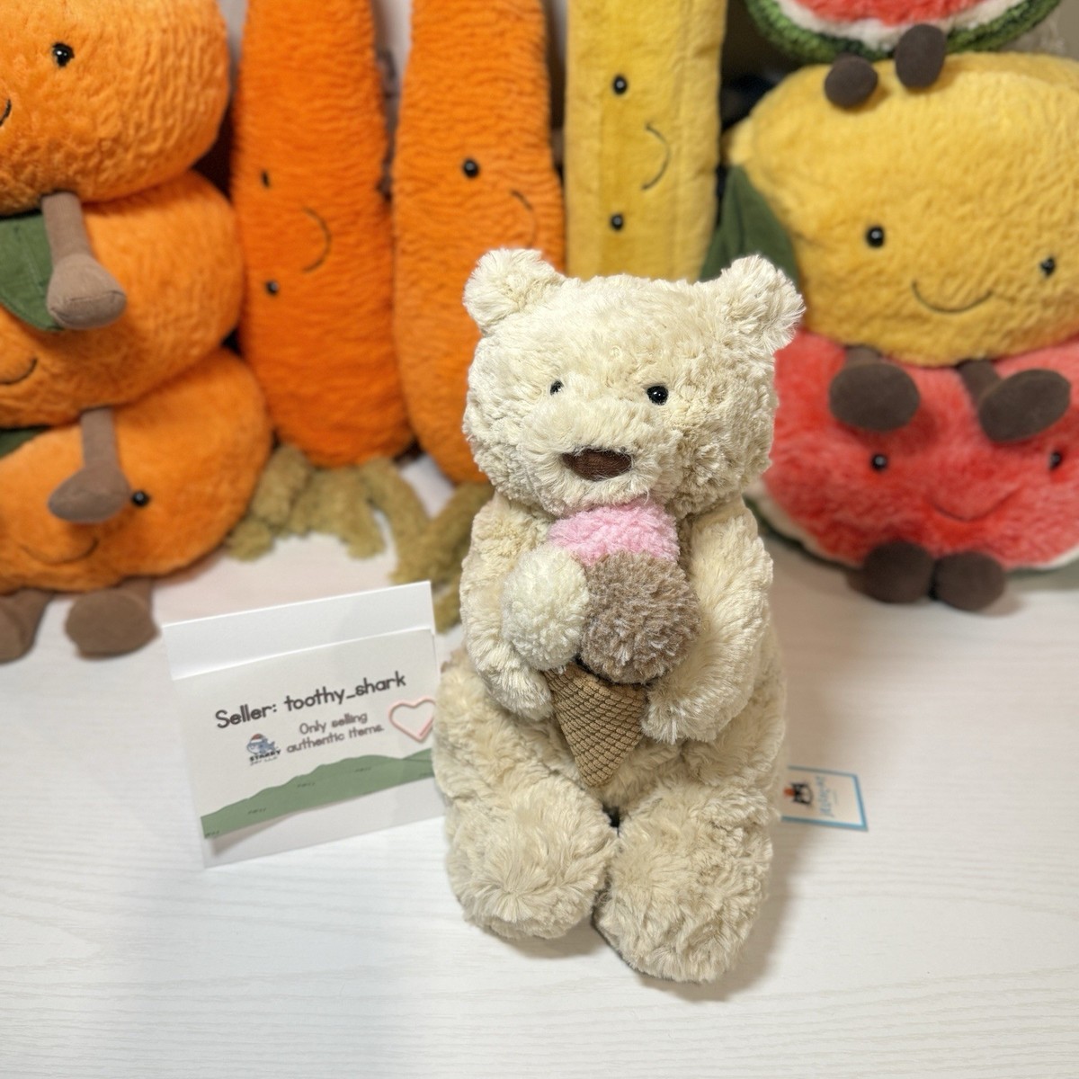 Jellycat NYC Limited Edition Oatus Ice Cream Bear BNWT - 100