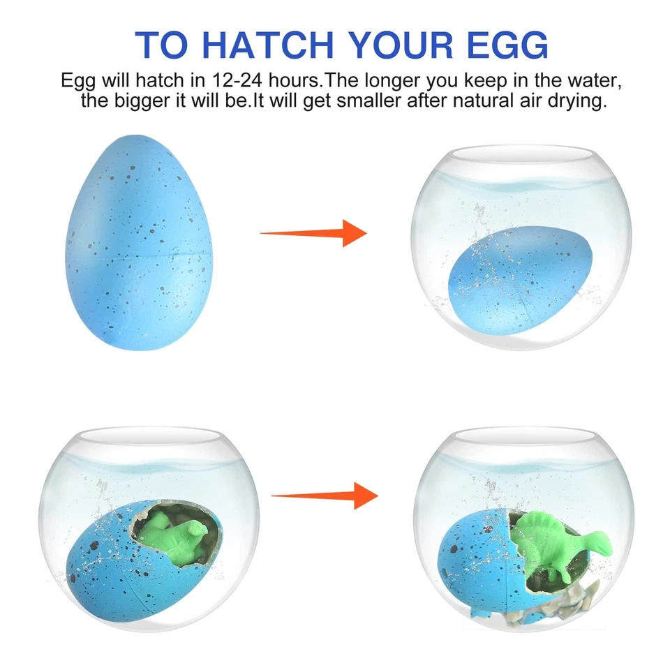 Dinosaur Party Favors 24 Dino Eggs & 24 Hatching Cards Birthday Decorations - Image 3 of 4