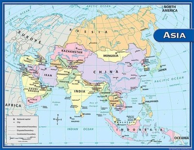 Teacher Created Resources Asia Map Chart, Multi Color 