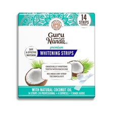 Guru Teeth Whitening Strips - At Home Kit, Coconut Oil, 7 Treatments