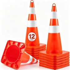 Uimoso 12PCS Safety Cones Traffic Cones 28" Orange Reflective Collars Road Cones