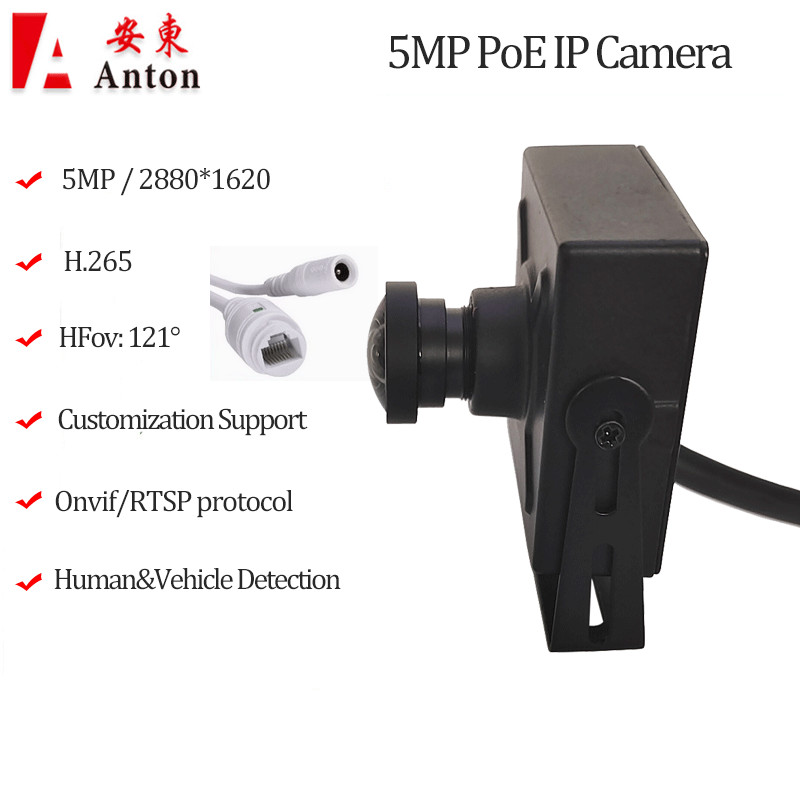 5MP Mini IP Camera PoE 121° H.265 CCTV Onvif, RTSP Smart Detection