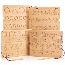 Learn to Write - Number  Letter Tracing Boards with Direction Arrows - Wooden...