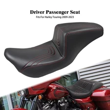 Extended Seat Red Stitching Driver Passenger For Harley 09-23 Road Street Glide