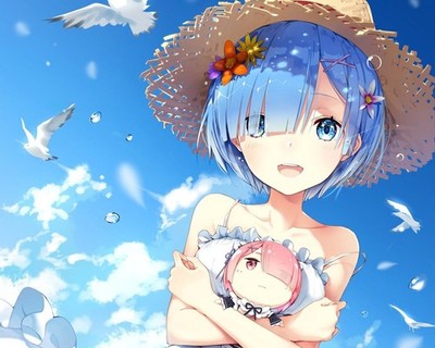 Anime rem rezero kara hajimeru isekai seikatsu blue hair Play Gaming Mat Desk
