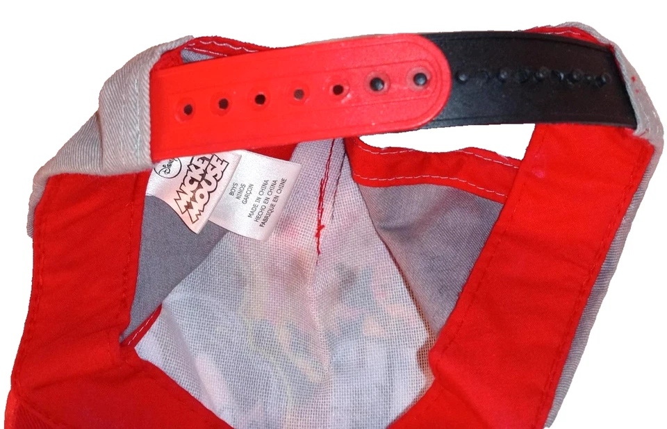 Mickey Mouse Hat Cap Snap Back Boys L/XL Gray Red DJ Turntable Disney Mix Master - Image 4 of 4