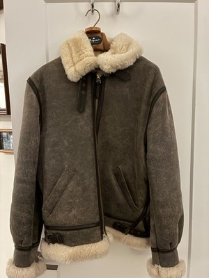 U.S. WINGS B3 TYPE DISTRESSED SHEEPSKIN BOMBER JACKET SIZE SMALL