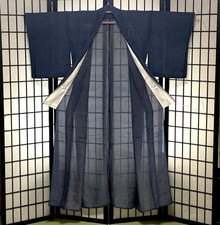 Early Showa Era Rare antique japanese summer kimono Hitoe unlined Crepe Silk