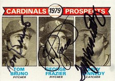 Terry Kennedy Tom Bruno George Frazier signed baseball card 1979 Topps #724