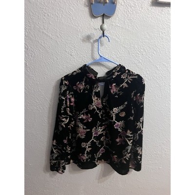 Cache Womens Black High Neck Velveted Long Sleeve Top Size XS Velvet