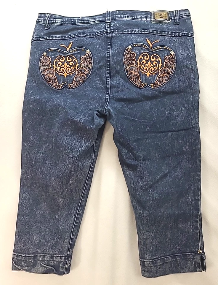 Vtg Apple Bottoms Dk Wash Denim Capri  Sz 18 - Image 2 of 4