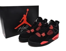 Nike Air Jordan 4 Retro Red Thunder Vintage street-style trendy basketball shoes