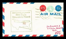 US COVER CONTINENTAL FIRST FLIGHT HOUSTON TEXAS TO MIAMI FLORIDA AIR MAIL