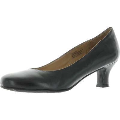 Array Womens Flatter Black Leather Evening Pumps Shoes 8 Medium (B,M) BHFO 7861