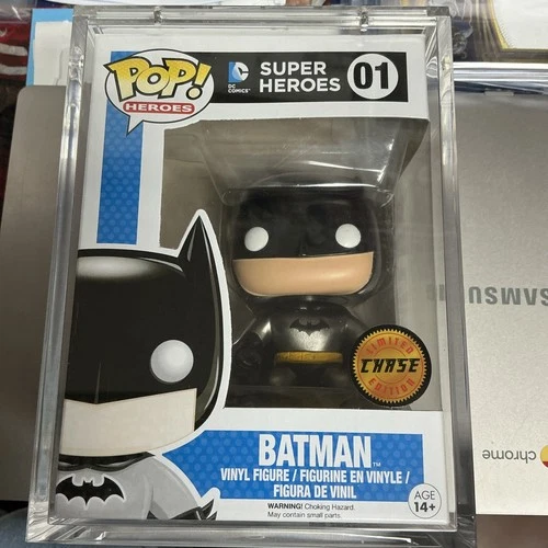 Funko Pop! DC Super Heroes Batman 01 Chase Metallic Vinyl Figure W/Protector