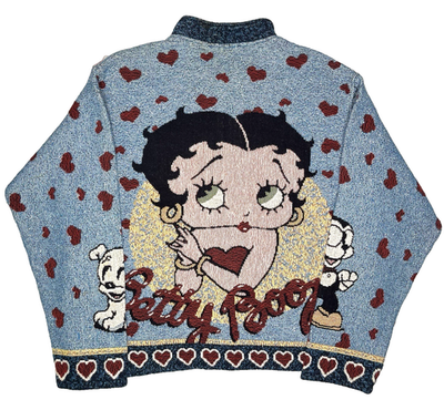 Vintage Betty Boop Sweater Cardigan Jacket Sugar Street Weavers L