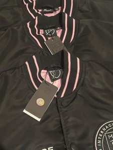 MLS Inter Miami CF Men Bomber Jacket Size Large Black full snap NWT 