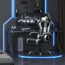 Gaming Chair Video Game Chair with Massage Lumbar Support and Footrest Height