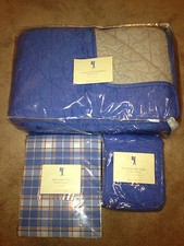 New Pottery Barn Kids Blue Shining Star Quilt Coverlet Twin Sheet Set