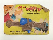 Rare Irwin  Nifty  Toy Repeater Water Pistol On Card Secret Wrist  Belt Holster