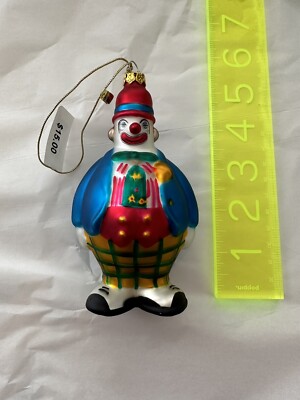 MACYS THANKGIVING PARADE CLOWN ORNAMENT 2001 (75th Anniverdary) Blown Glass New