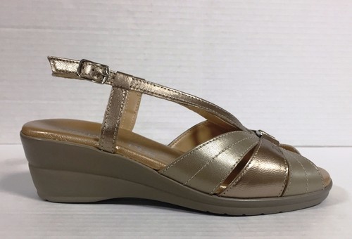 CINZIA SOFT DAMEN SANDALEN AUS PERLLEDER GOLD, KOMFORTLINIE, ART. IO803