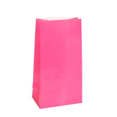 12 Stück Partytüten aus Papier Hot Pink - Party Beutetüten Geschenk