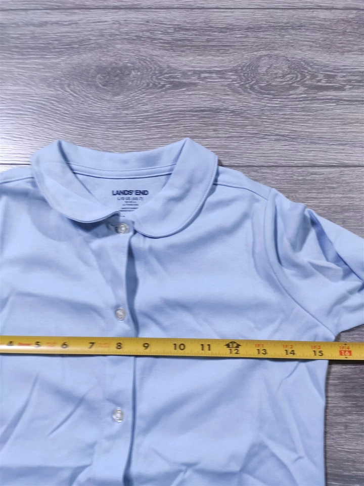 Lands End Shirt Girls Large 6X-7 Light Blue Button Up Dress Shirt Long Sleeve - Image 4 of 4